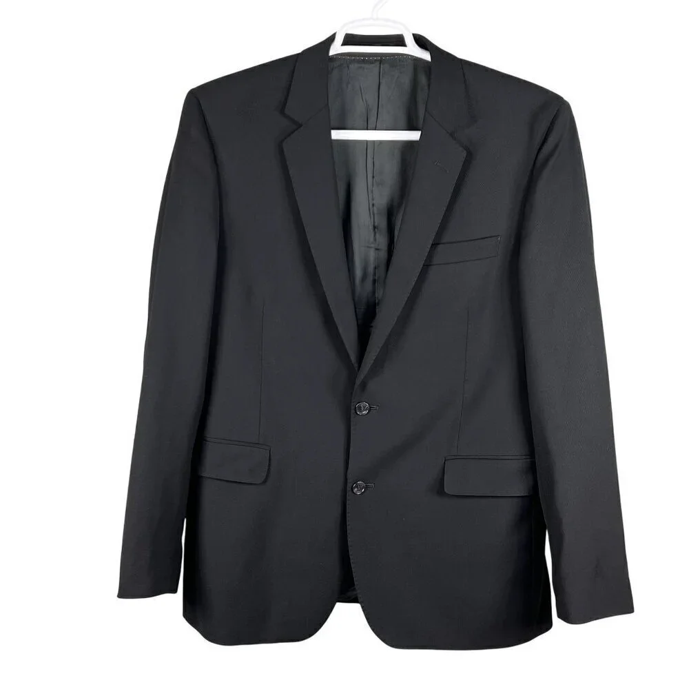 Batistini Mens 44L Black Single Breasted Blazer Italian Wool Sport Coat Timeless